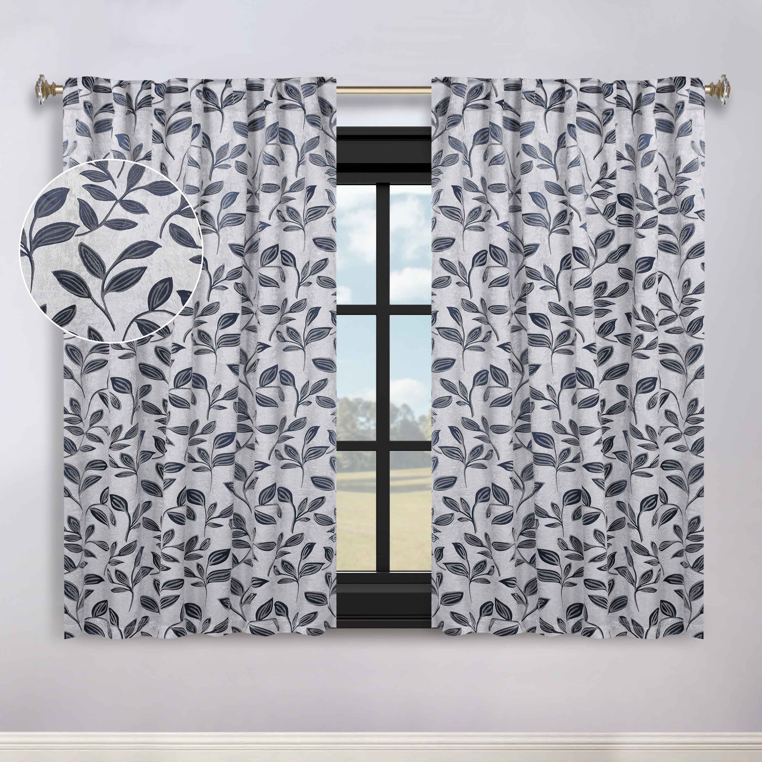 Leaves Room Darkening Back Tabs Blackout Curtain Panels, Set of 2 - Blackout Curtains by Superior Brand
