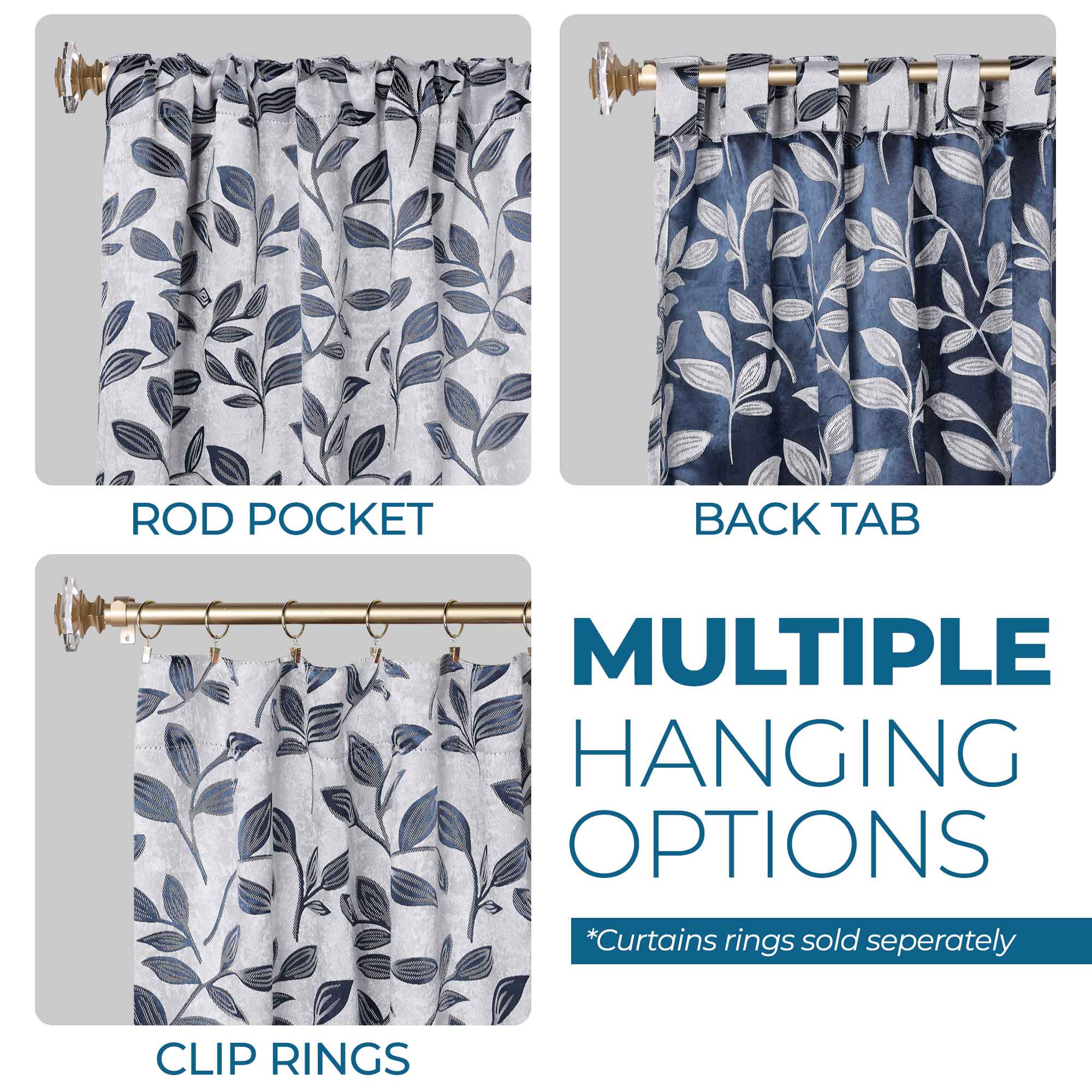 Leaves Room Darkening Back Tabs Blackout Curtain Panels, Set of 2 - Blackout Curtains by Superior