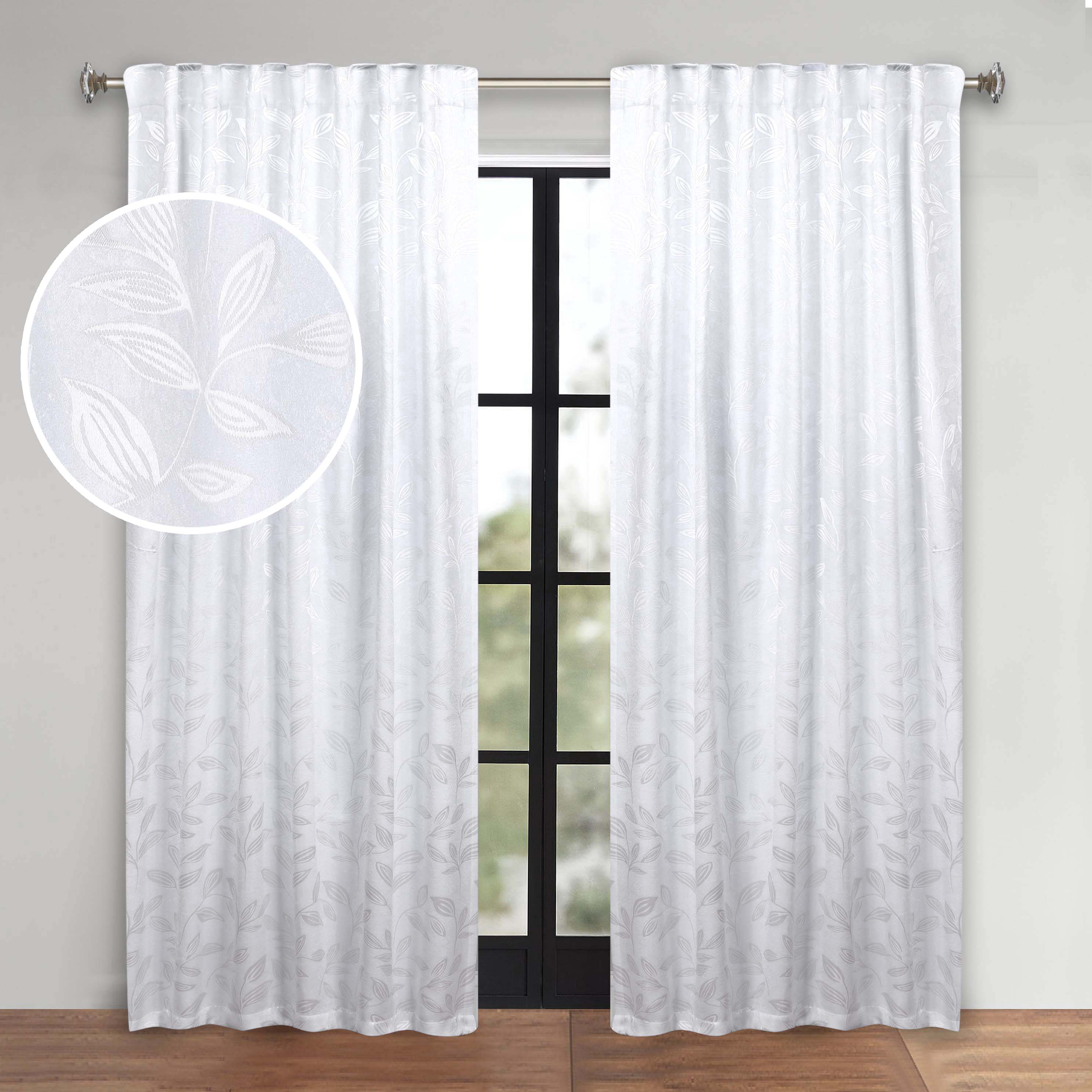 Leaves Room Darkening Back Tabs Blackout Curtain Panels, Set of 2 - Blackout Curtains by Superior