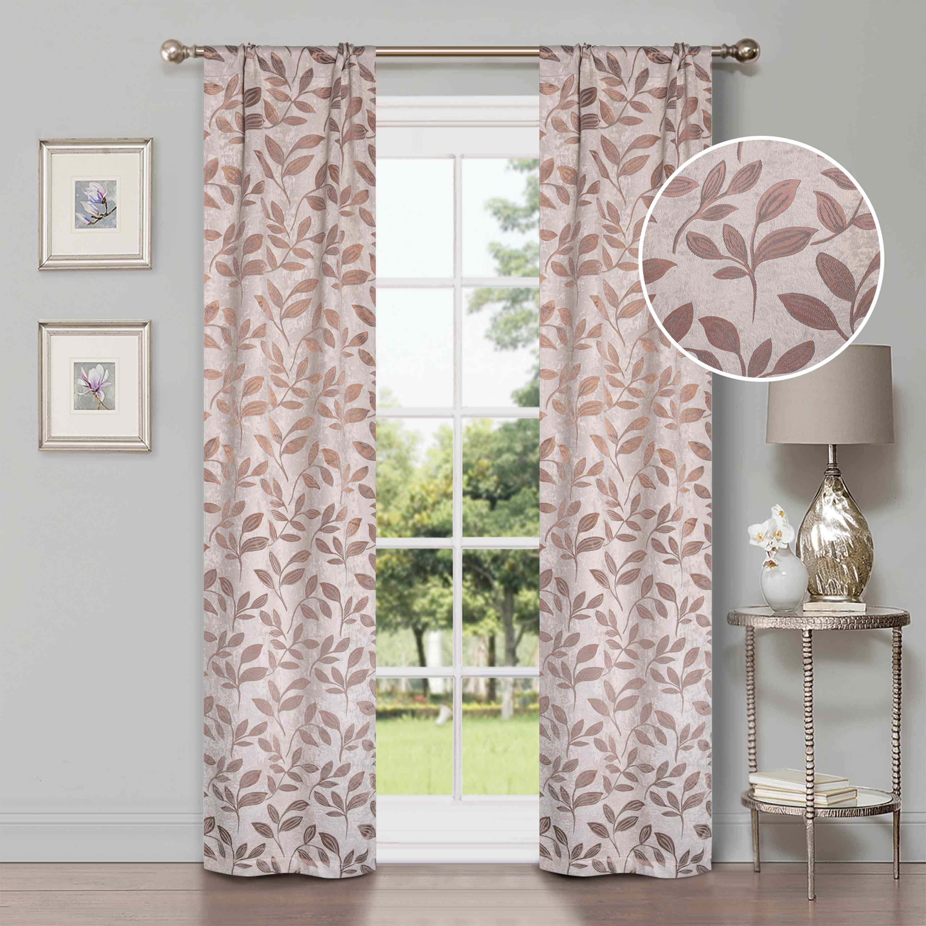 Leaves Room Darkening Washable Blackout Curtain Panels, Set of 2 - Blackout Curtains by Superior