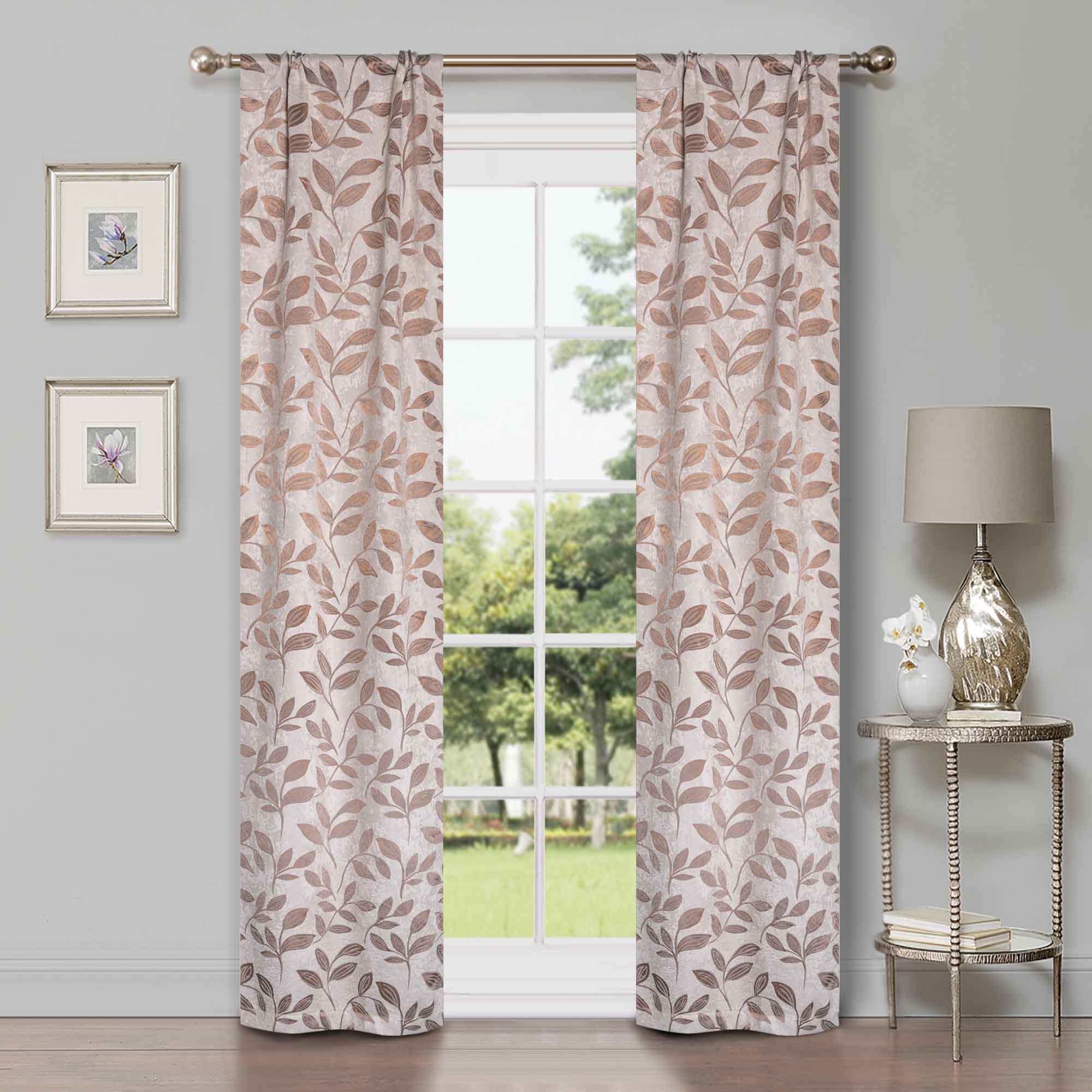 Leaves Room Darkening Washable Blackout Curtain Panels, Set of 2 - Blackout Curtains by Superior