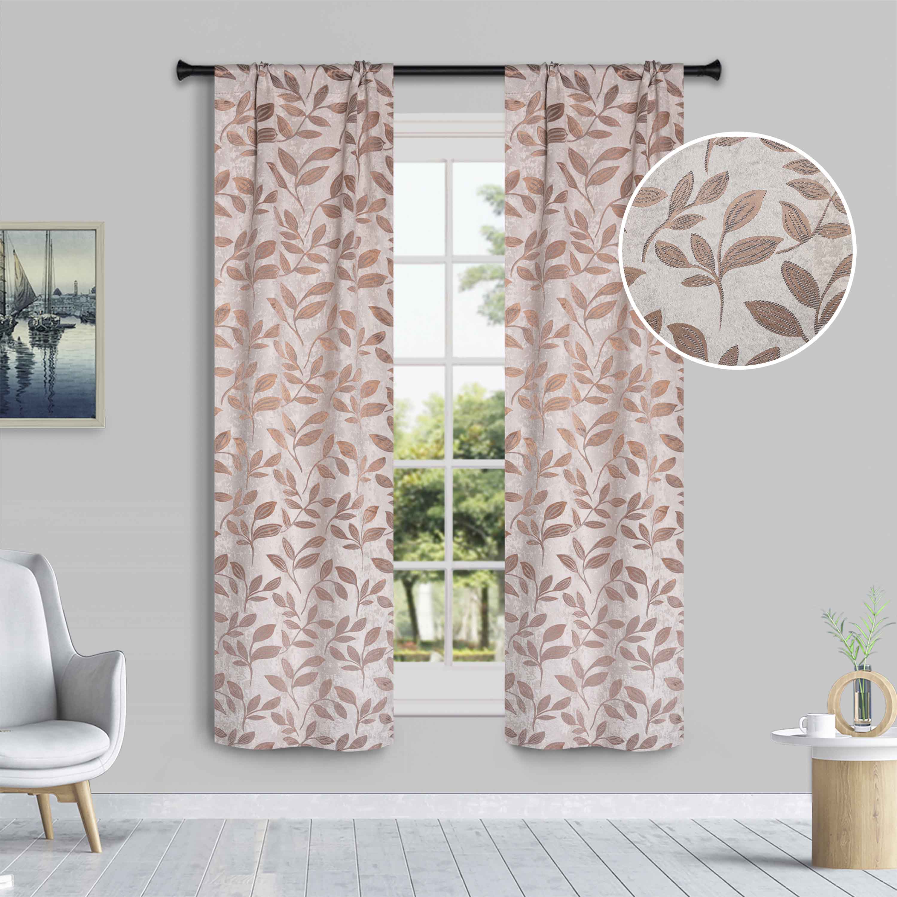 Leaves Room Darkening Washable Blackout Curtain Panels, Set of 2 - Blackout Curtains by Superior