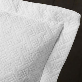 Basket Weave Matelasse Cotton Bedspread Set - White