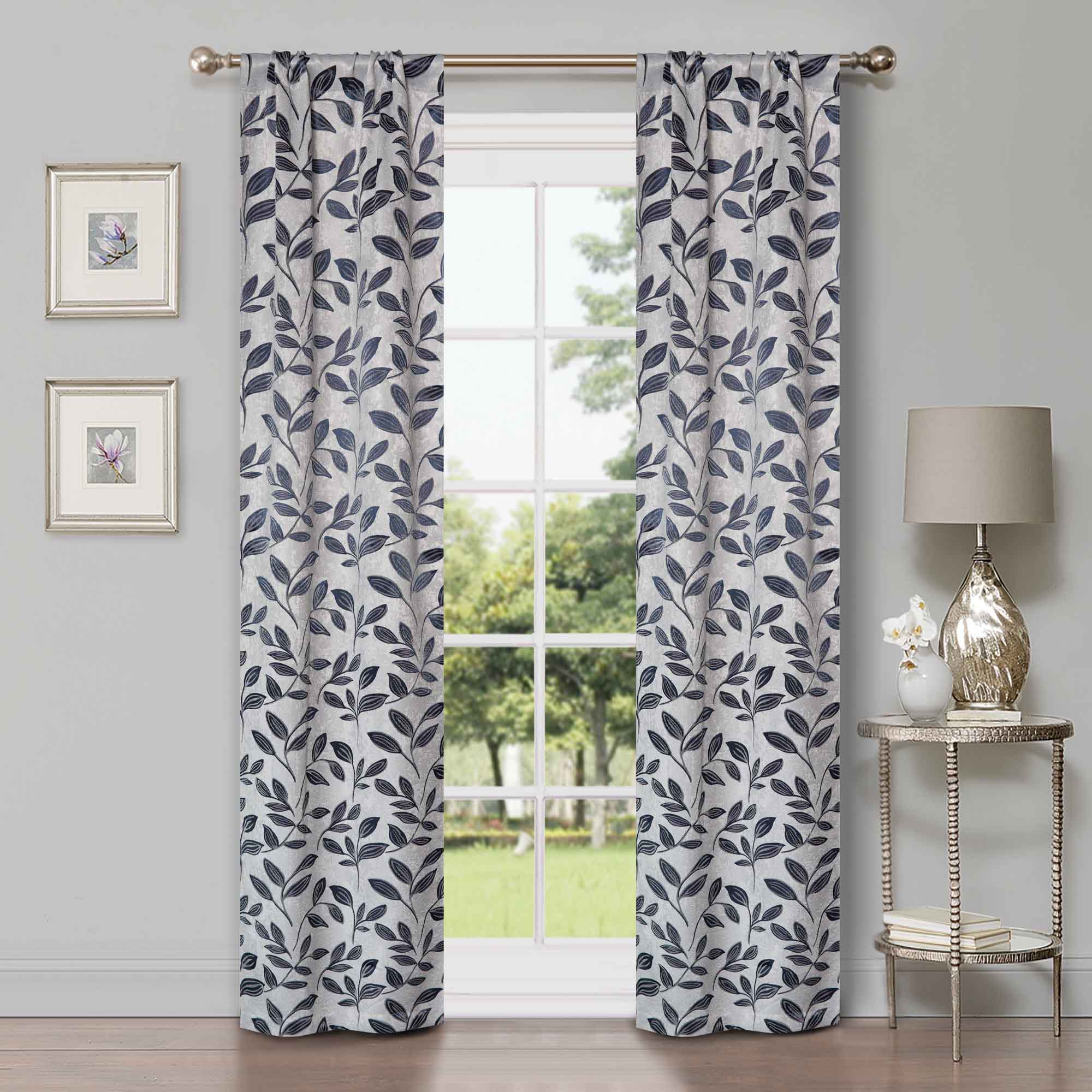 Leaves Room Darkening Washable Blackout Curtain Panels, Set of 2 - Blackout Curtains by Superior