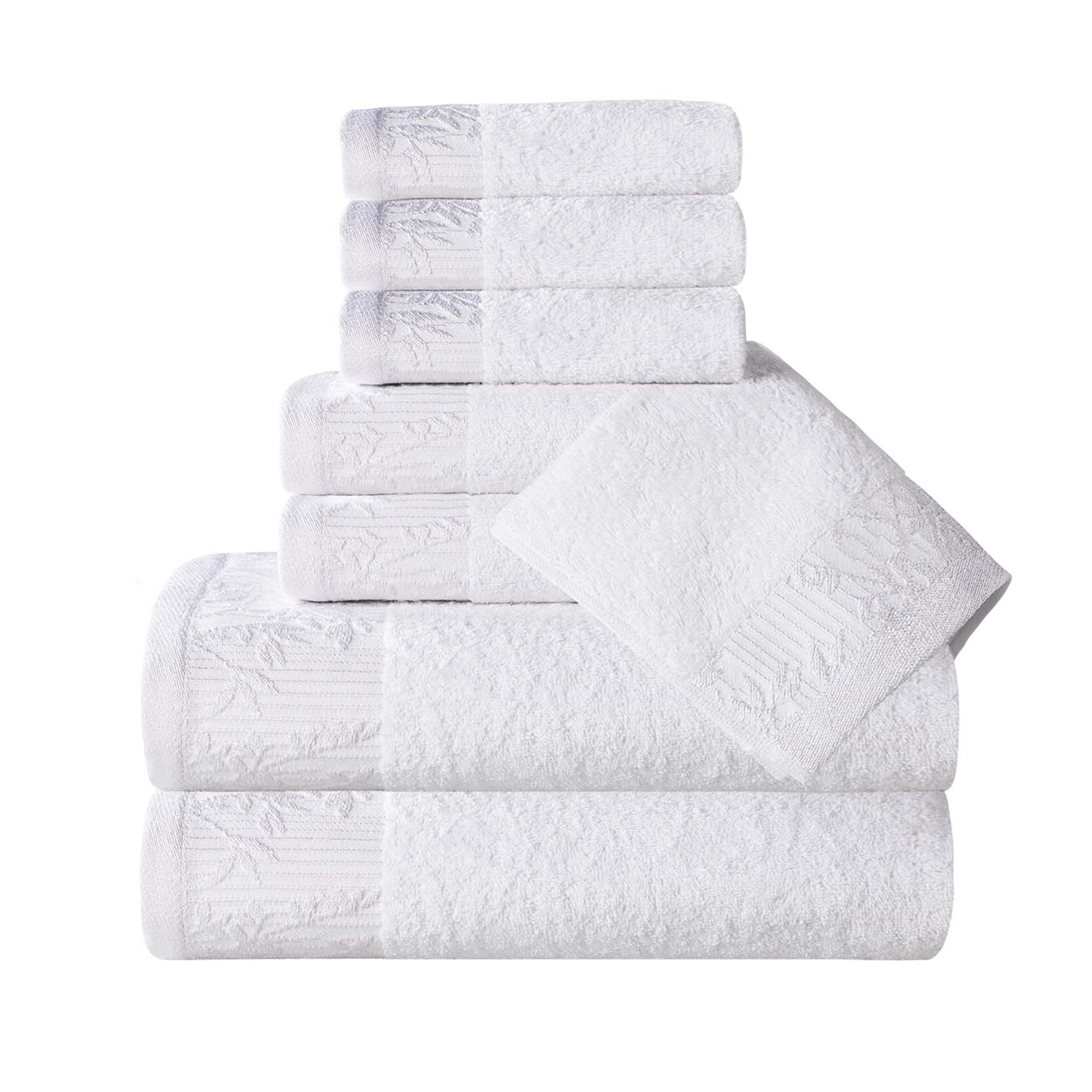 Wisteria Cotton Medium Weight Floral Jacquard Border 8 Piece Towel Set - Towel Set by Superior