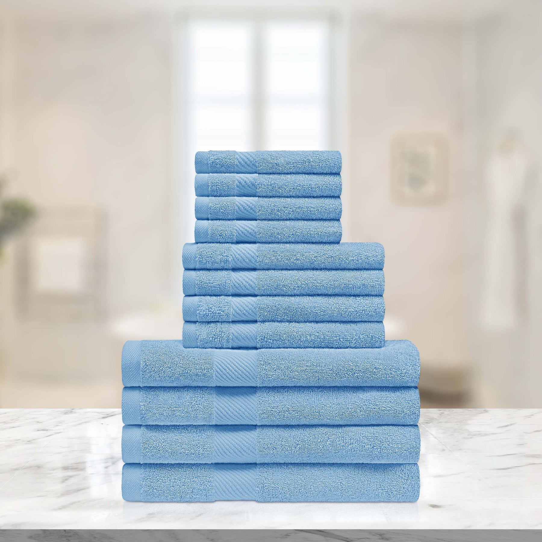 Eco-Friendly Egyptian Cotton Cotton Absorbent 12 Piece Assorted Towel Set