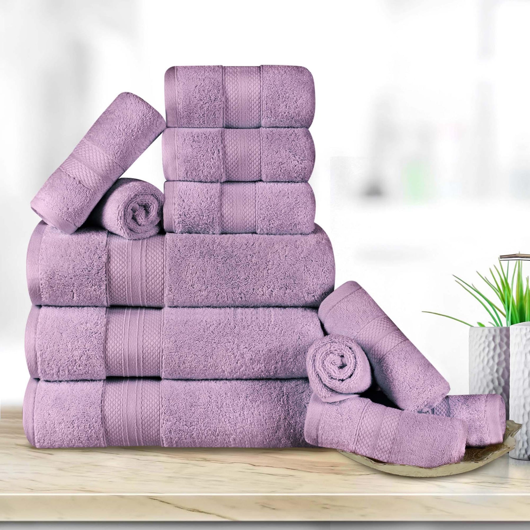 Turkish Cotton Highly Absorbent Solid 12 Piece Ultra Plush Towel Set