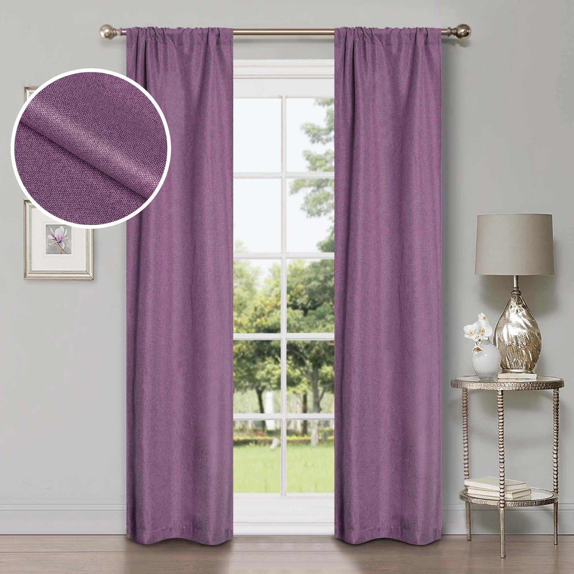 Linen Pattern Washable Room Darkening Blackout Curtains, Set of 2 - Blackout Curtains by Superior Brand