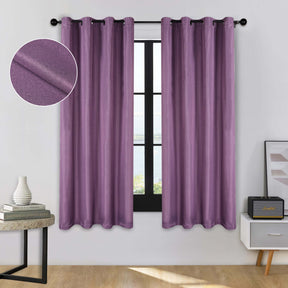 Linen Pattern Washable Room Darkening Blackout Curtains, Set of 2