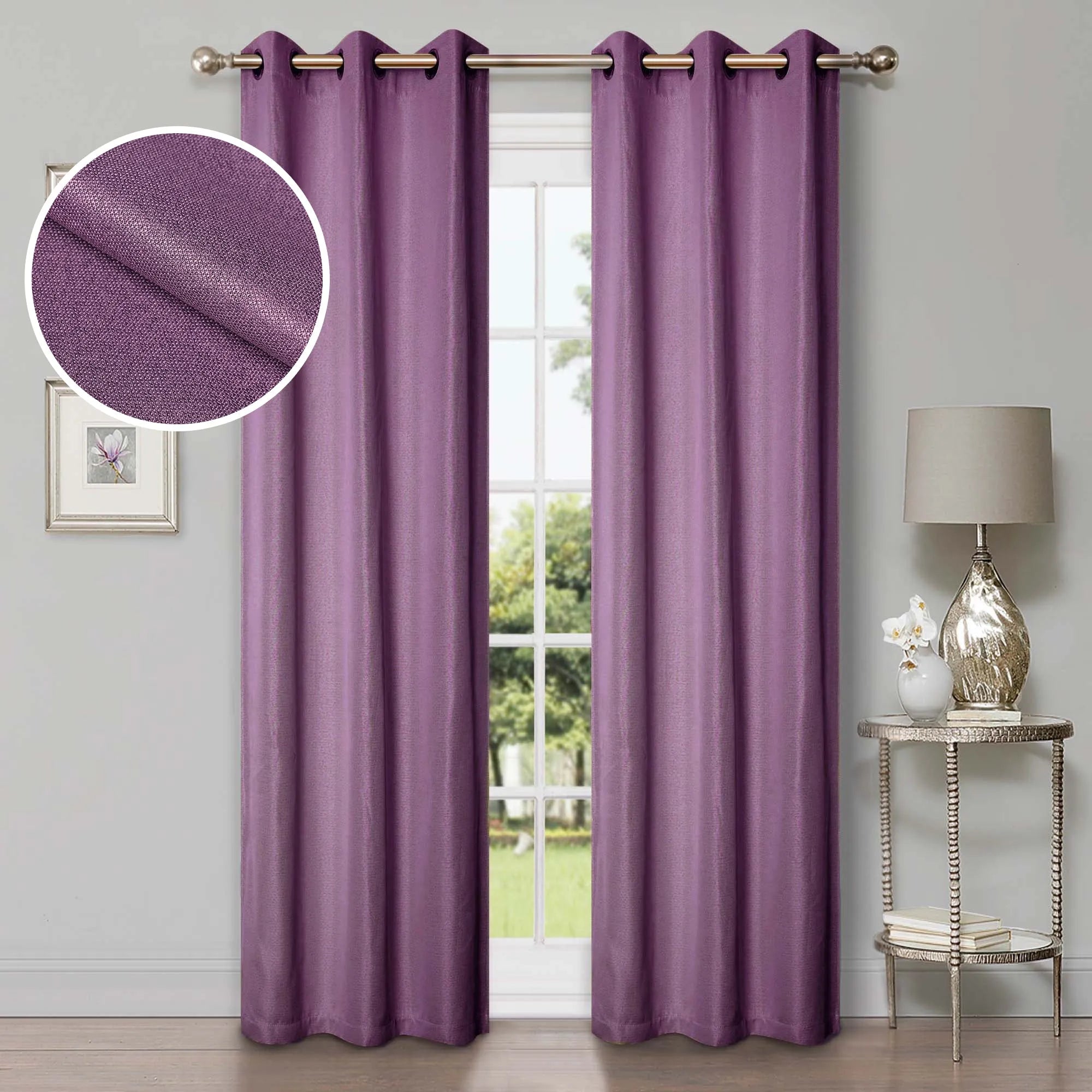Linen Pattern Washable Room Darkening Blackout Curtains, Set of 2 - Blackout Curtains by Superior Brand