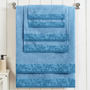 Superior Wisteria Cotton Floral Jacquard 6 Piece Towel Set  - Waterfall