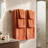 Wisteria Floral Jacquard 6-Piece Cotton Towel Set – Medium Weight Bathroom Towels