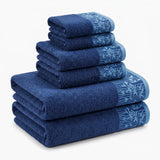 Wisteria Floral Jacquard 6-Piece Cotton Towel Set – Medium Weight Bathroom Towels