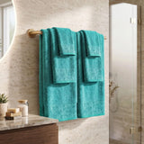Wisteria Floral Jacquard 6-Piece Cotton Towel Set – Medium Weight Bathroom Towels