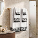 Wisteria Floral Jacquard 6-Piece Cotton Towel Set – Medium Weight Bathroom Towels