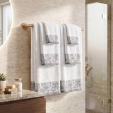 Wisteria Floral Jacquard 6-Piece Cotton Towel Set – Medium Weight Bathroom Towels