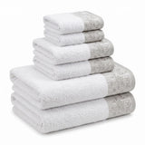 Wisteria Floral Jacquard 6-Piece Cotton Towel Set – Medium Weight Bathroom Towels