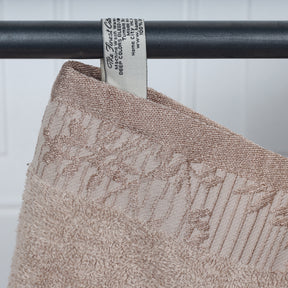 Wisteria Cotton Floral Embroidered Jacquard Border Bath Towel - Frappe