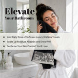 Wisteria Floral Jacquard 6-Piece Cotton Towel Set – Medium Weight Bathroom Towels