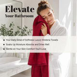 Wisteria Floral Jacquard 6-Piece Cotton Towel Set – Medium Weight Bathroom Towels