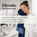 Wisteria Floral Jacquard 6-Piece Cotton Towel Set – Medium Weight Bathroom Towels