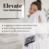 Wisteria Floral Jacquard 6-Piece Cotton Towel Set – Medium Weight Bathroom Towels