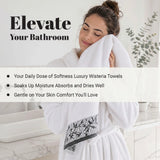 Wisteria Floral Jacquard 6-Piece Cotton Towel Set – Medium Weight Bathroom Towels
