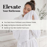 Wisteria Floral Jacquard 6-Piece Cotton Towel Set – Medium Weight Bathroom Towels