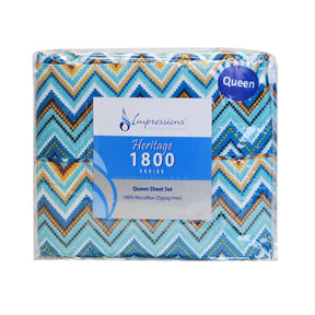 Superior 1800 Series Wrinkle Resistant Zigzag Sheet Set - Blue