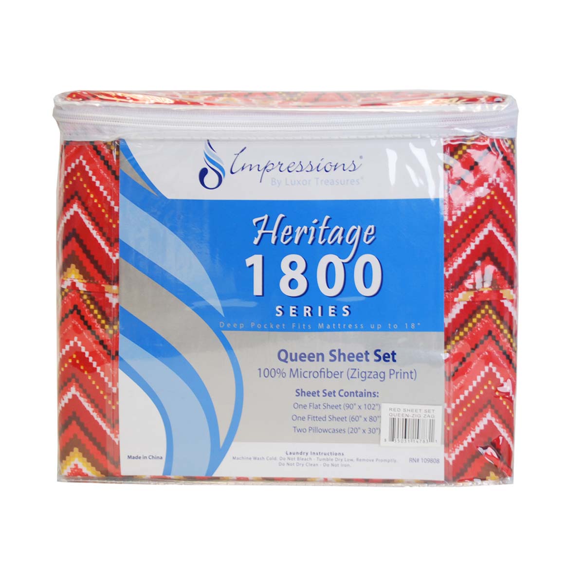 Superior 1800 Series Wrinkle Resistant Zigzag Sheet Set - Red