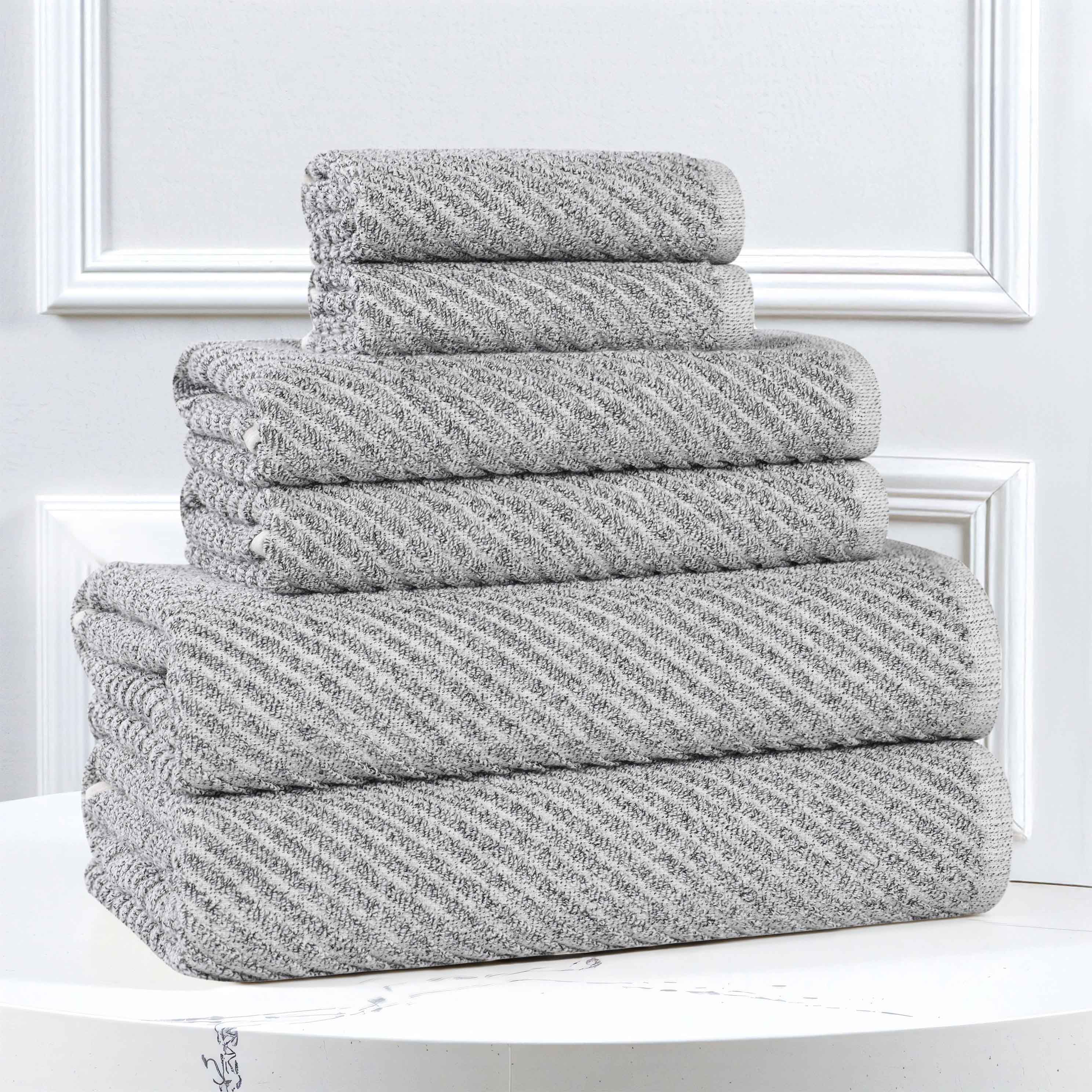 Amelia Cotton Blend Textured Diagonal Ribbed 6 Piece Towel Set - Towel Set by Superior Brand