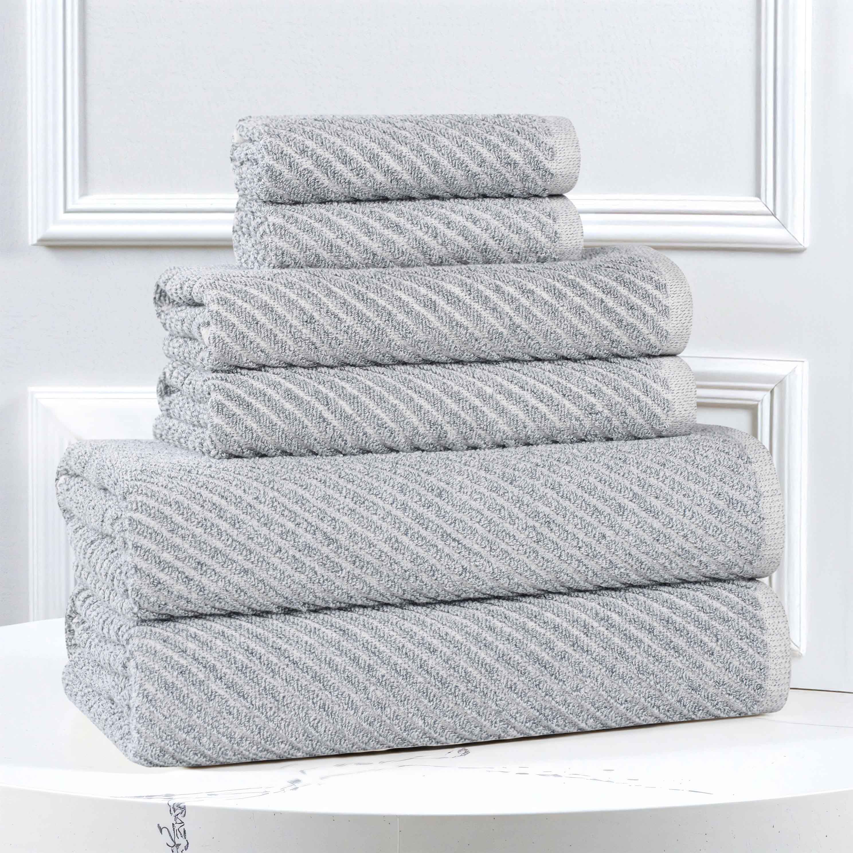 Amelia Cotton Blend Textured Diagonal Ribbed 6 Piece Towel Set - Towel Set by Superior Brand