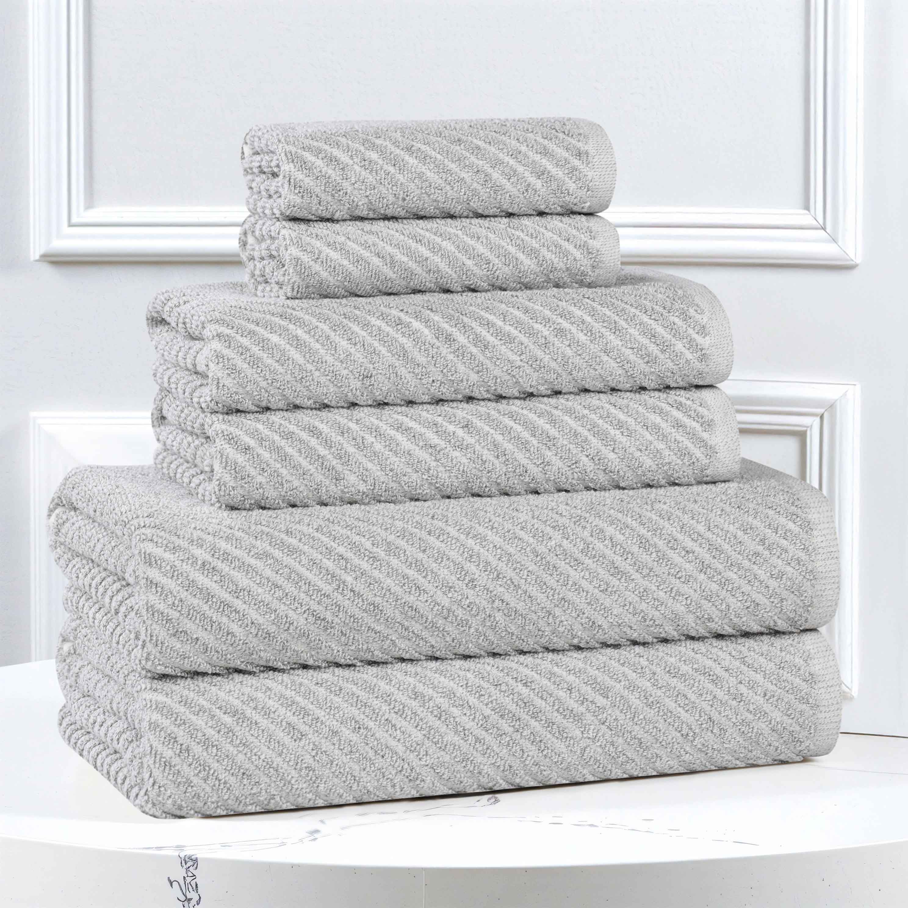 Amelia Cotton Blend Textured Diagonal Ribbed 6 Piece Towel Set - Towel Set by Superior Brand