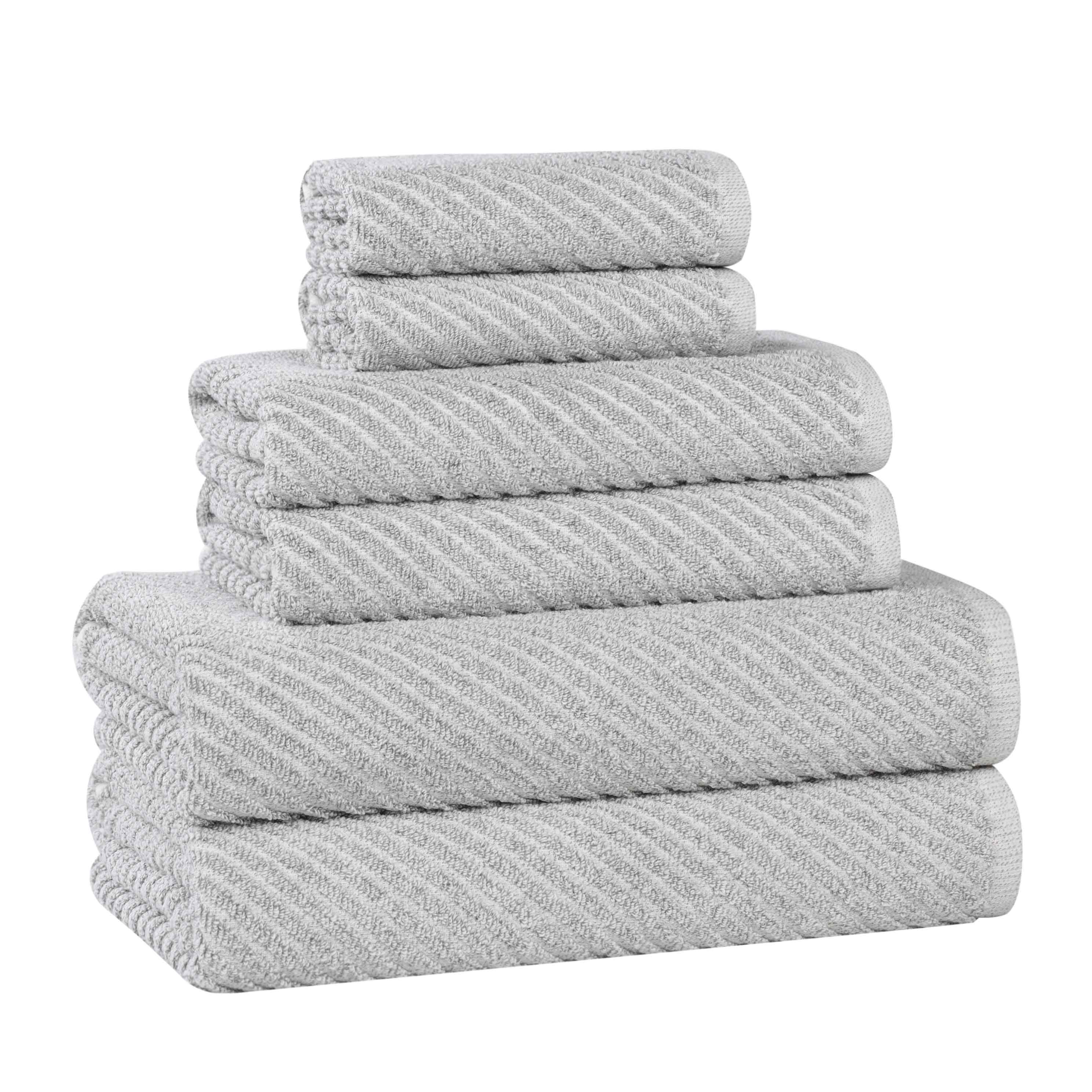 Amelia Cotton Blend Textured Diagonal Ribbed 6 Piece Towel Set - Towel Set by Superior Brand