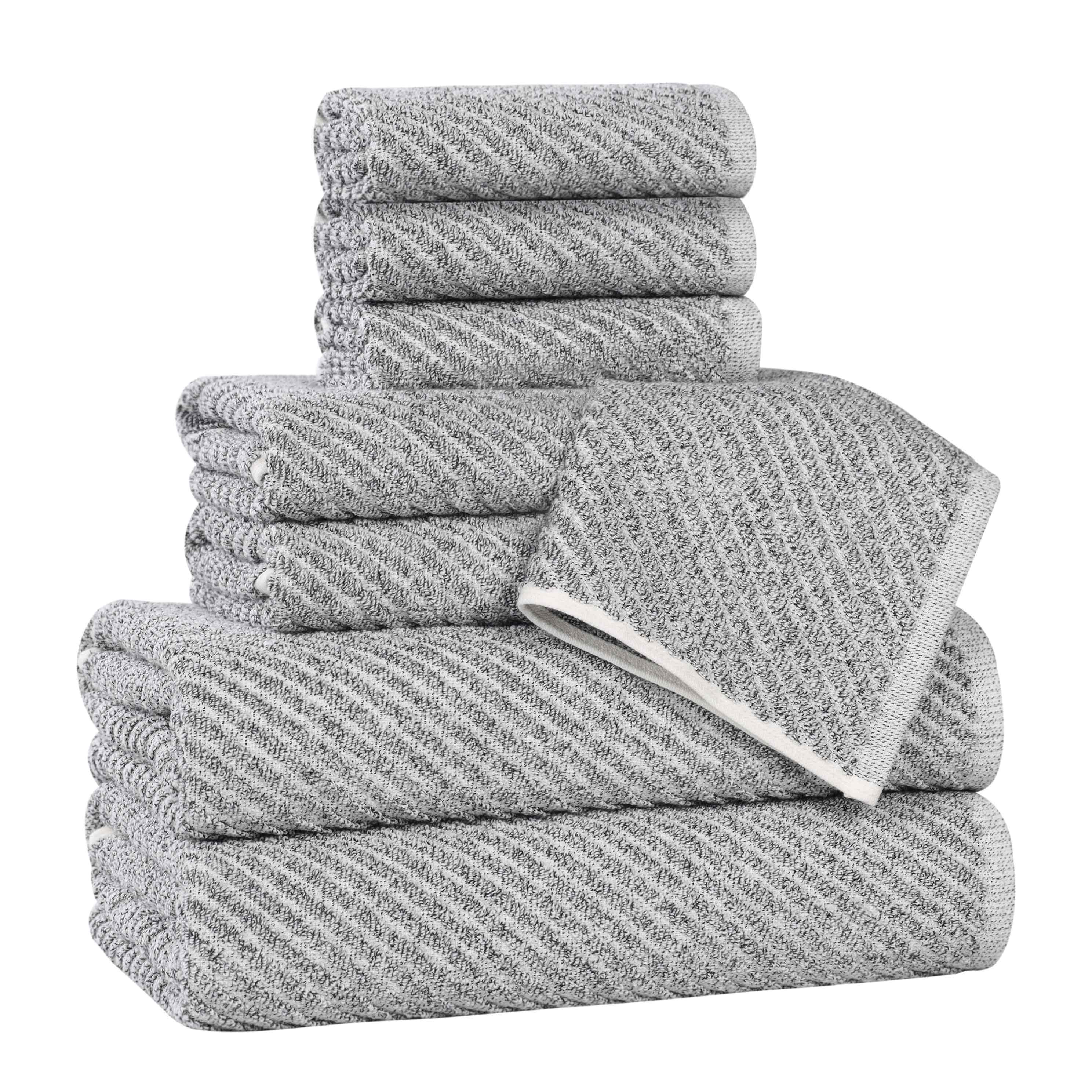 Amelia Cotton Blend Textured Diagonal Ribbed 8 Piece Towel Set - Towel Set by Superior Brand