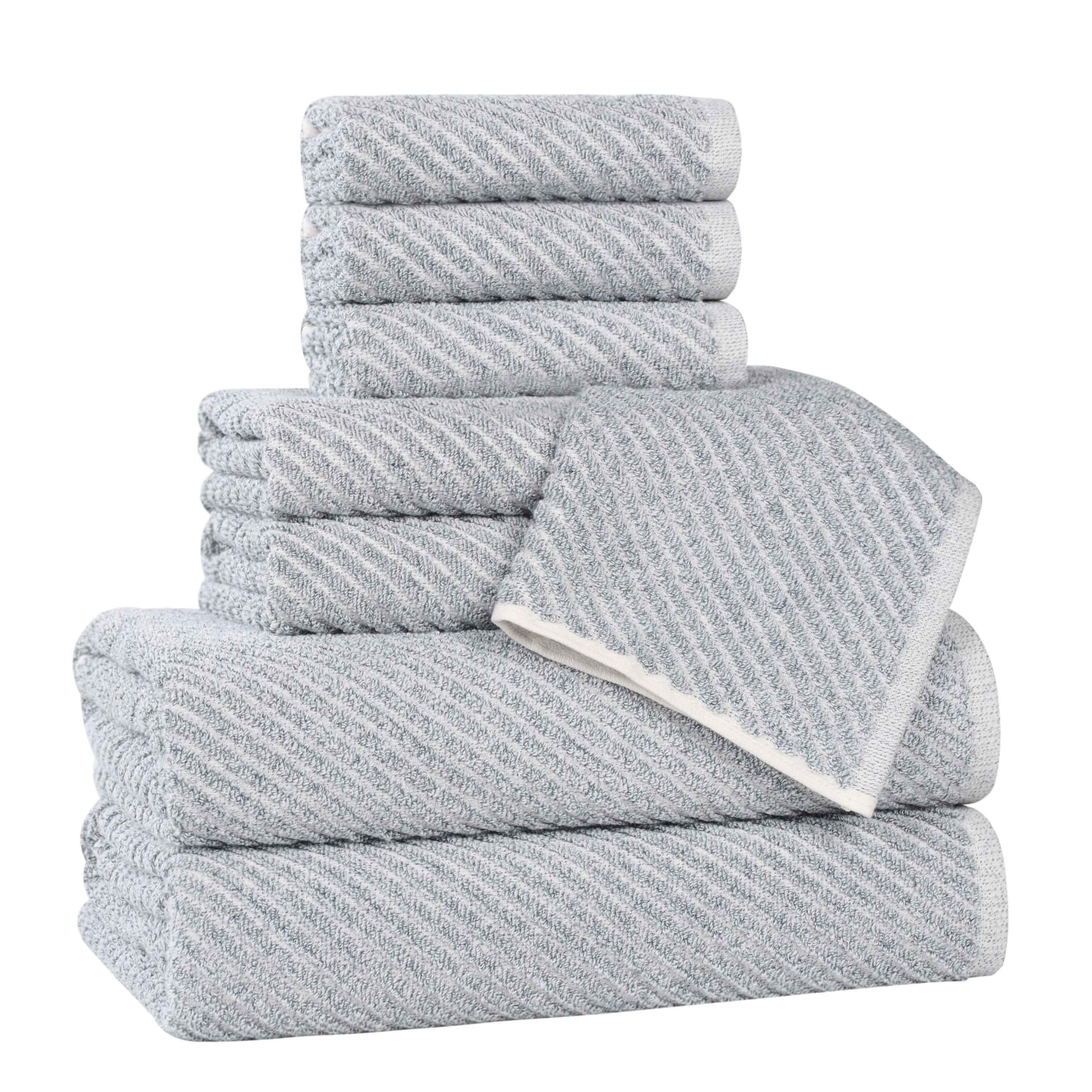 Amelia Cotton Blend Textured Diagonal Ribbed 8 Piece Towel Set - Towel Set by Superior Brand