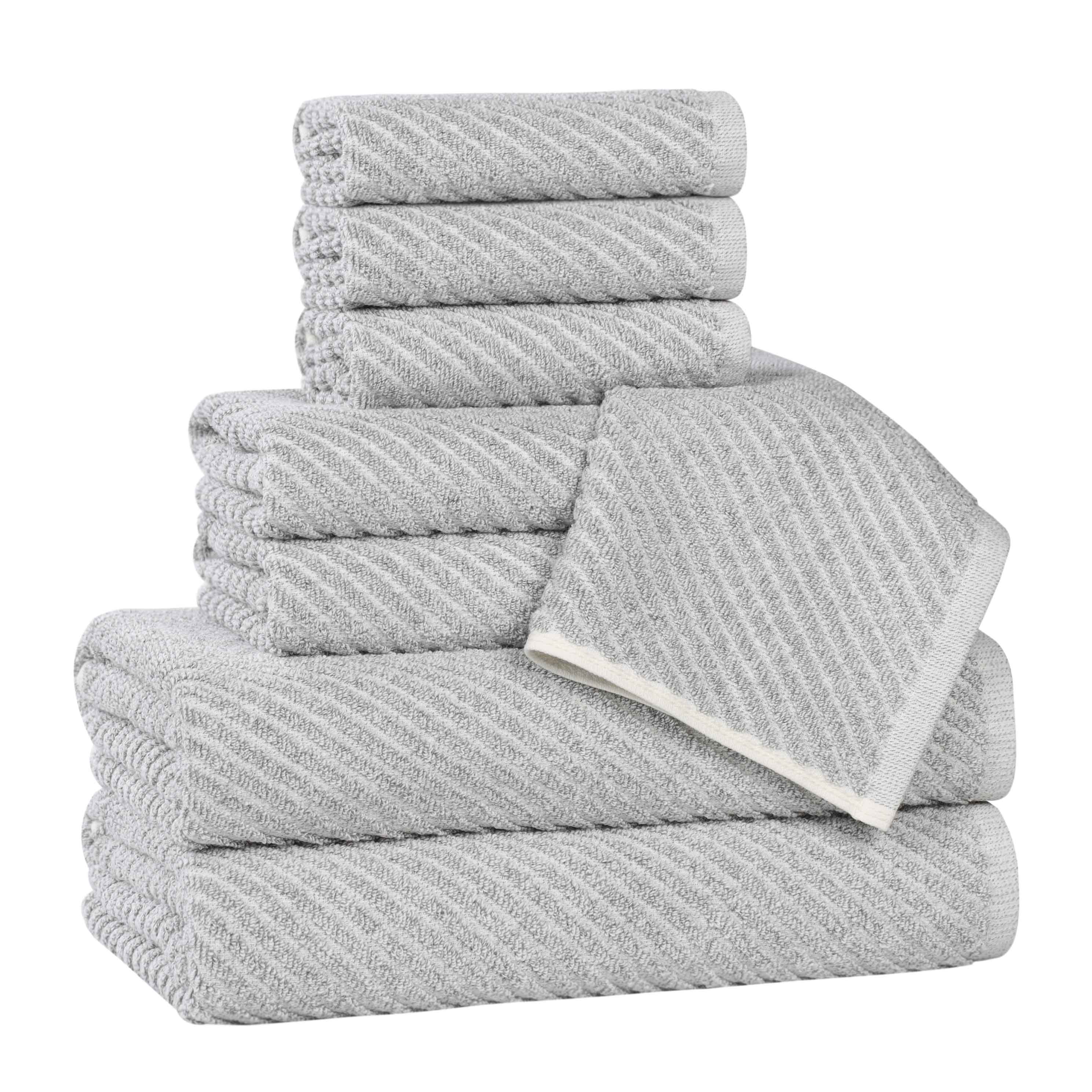 Amelia Cotton Blend Textured Diagonal Ribbed 8 Piece Towel Set - Towel Set by Superior Brand