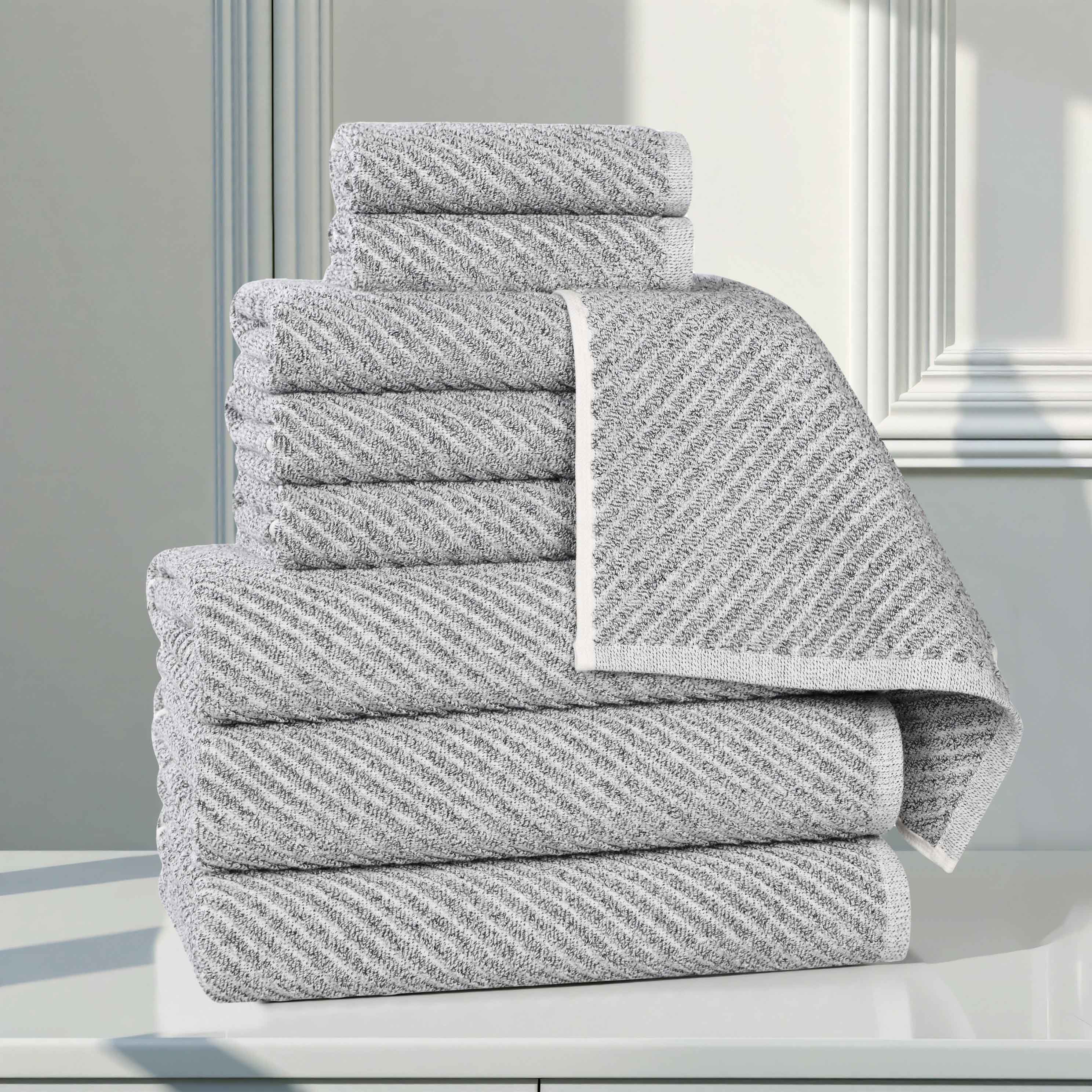 Amelia Cotton Blend Textured Diagonal Ribbed 9 Piece Towel Set - Towel Set by Superior Brand