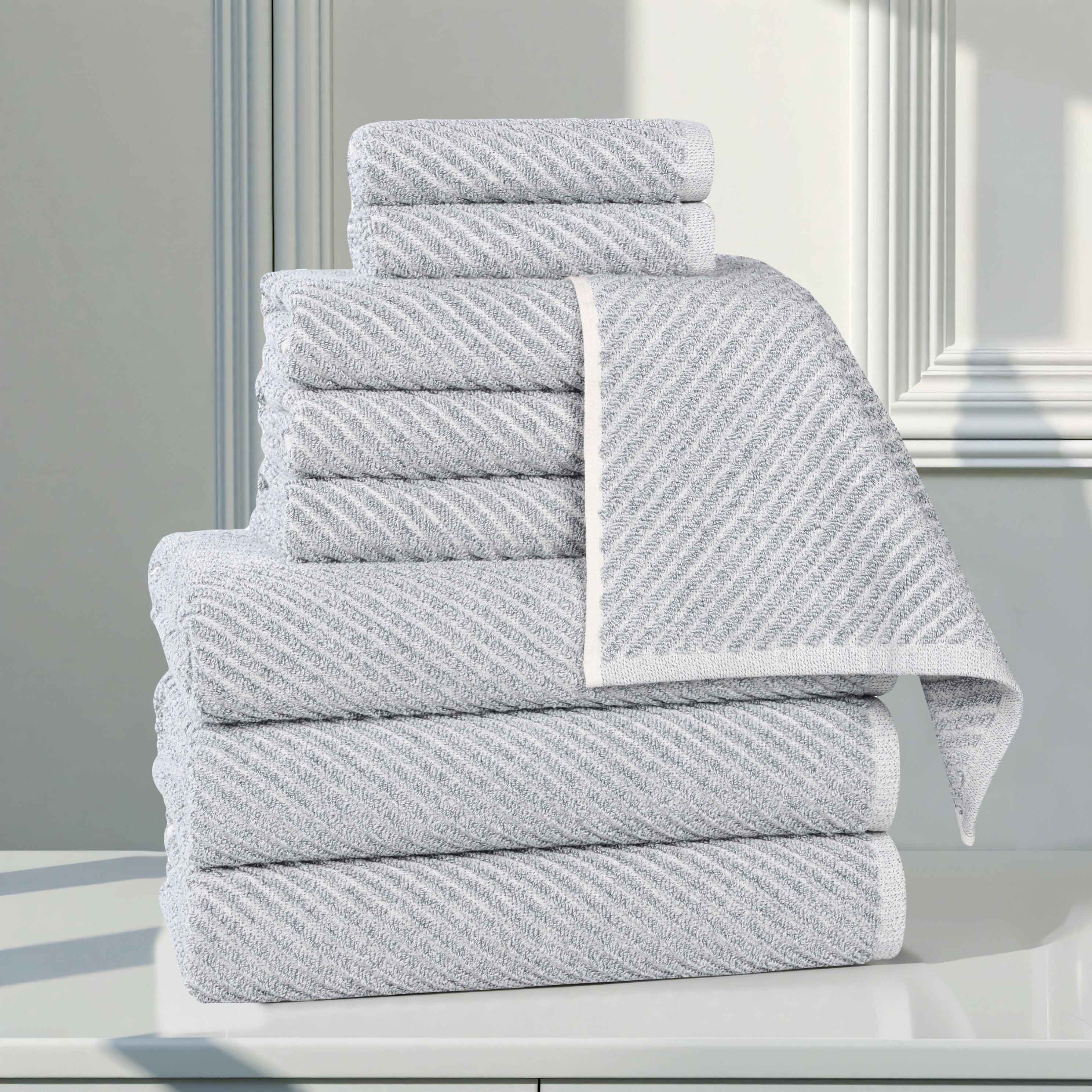 Amelia Cotton Blend Textured Diagonal Ribbed 9 Piece Towel Set - Towel Set by Superior Brand