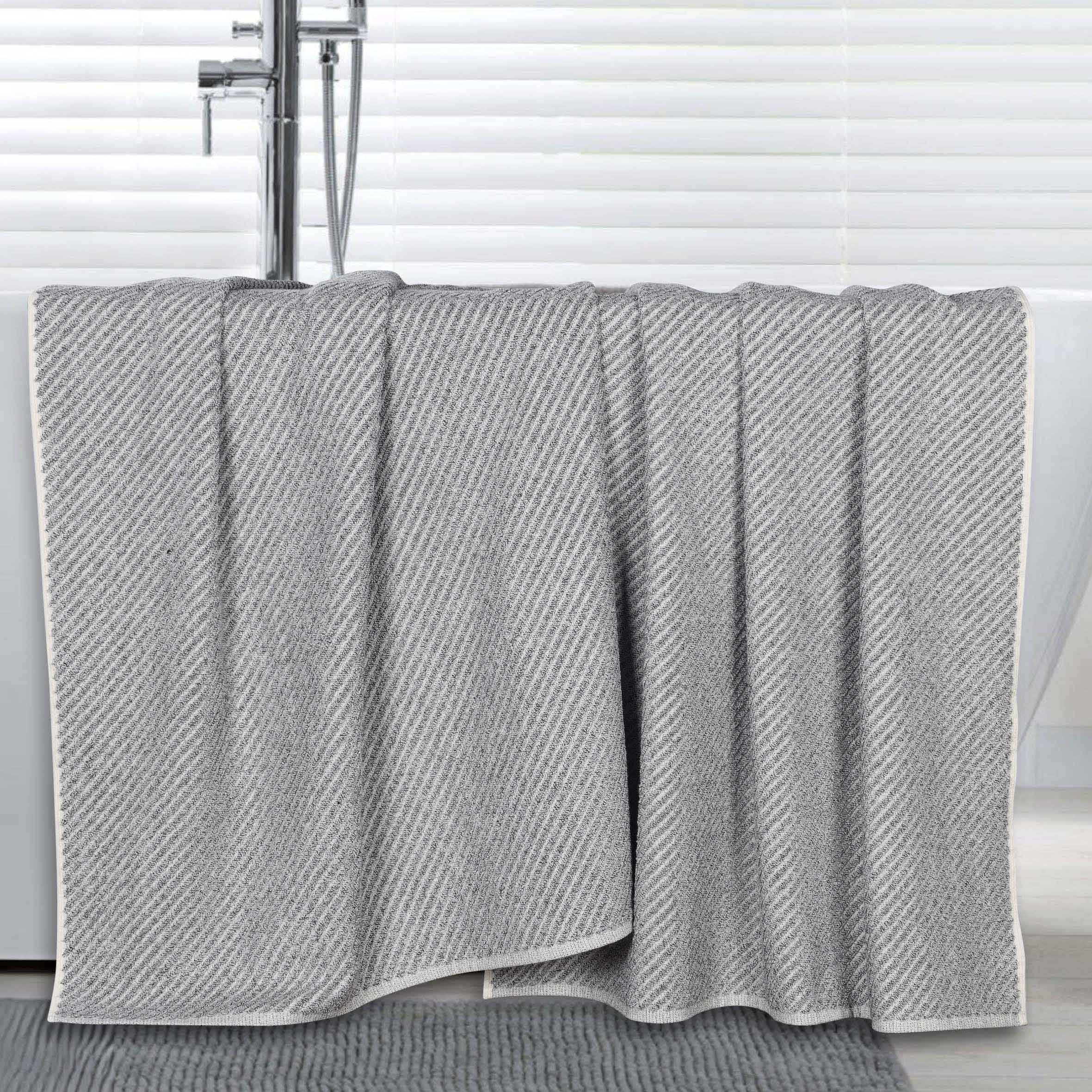Amelia Cotton Blend Textured Diagonal Ribbed Bath Sheets, Set of 2 - Bath Sheet by Superior Brand