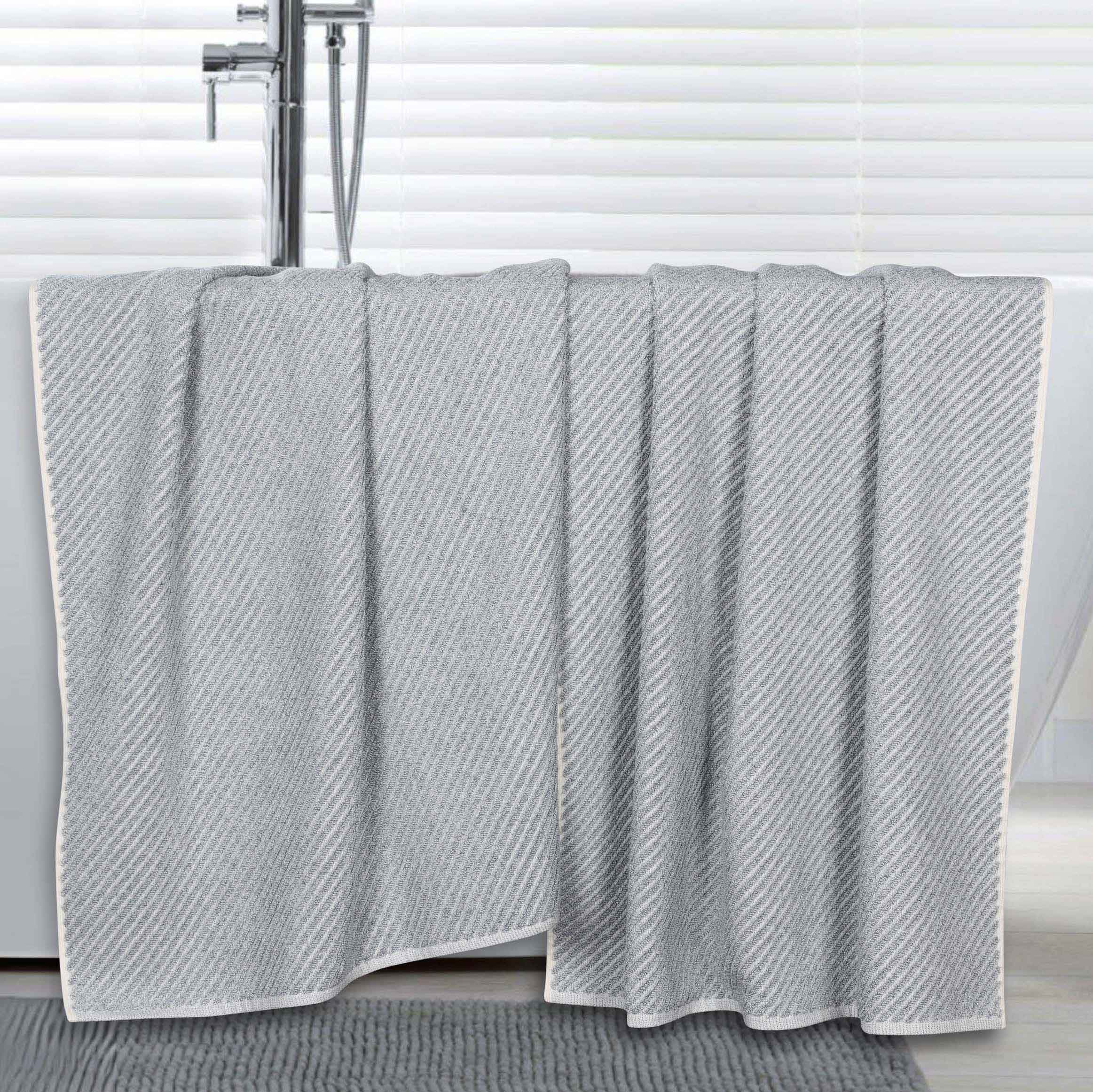 Amelia Cotton Blend Textured Diagonal Ribbed Bath Sheets, Set of 2 - Bath Sheet by Superior Brand