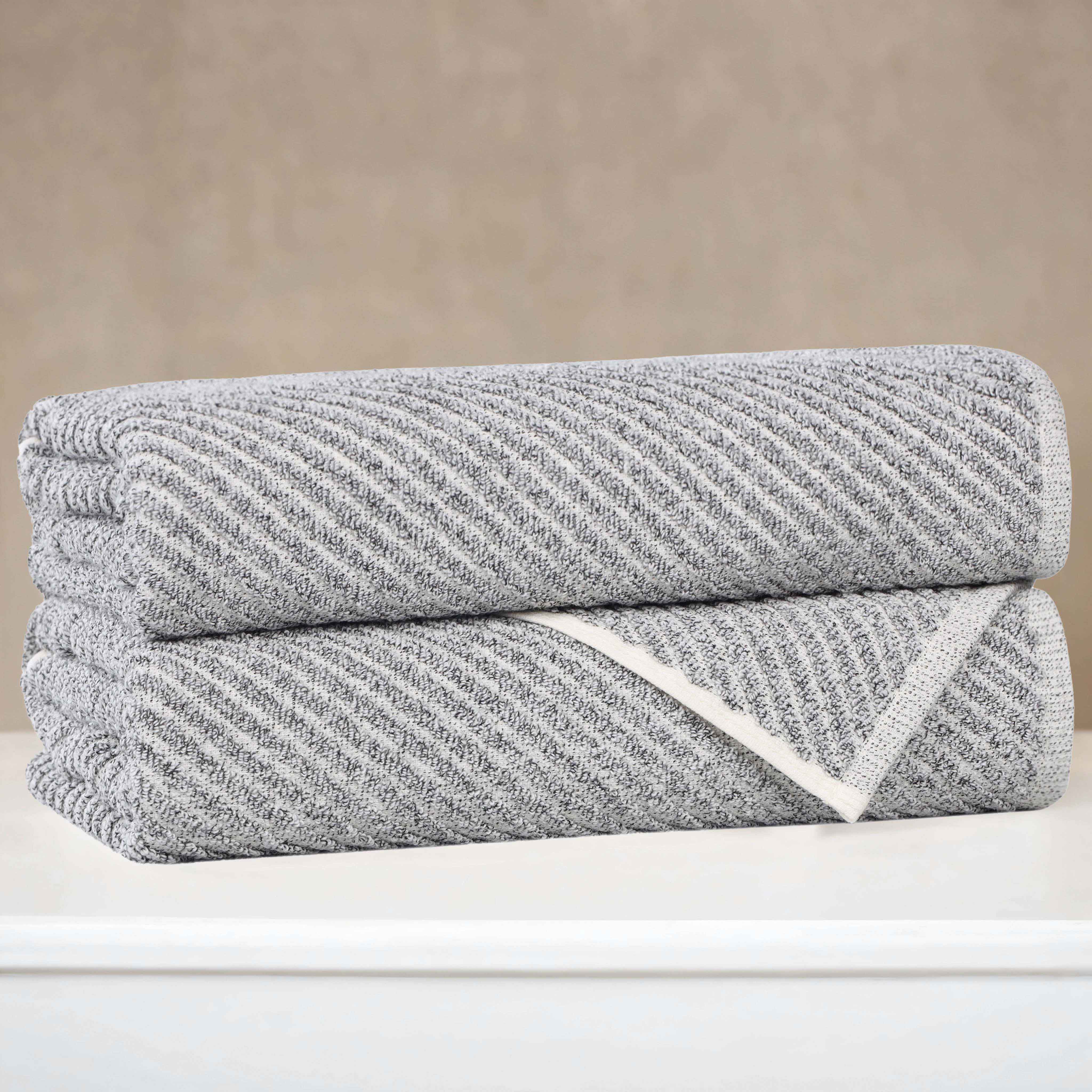 Cotton Blend Diagonal Rib Bath Towel Set of 2 - Bath Towel by Superior Brand