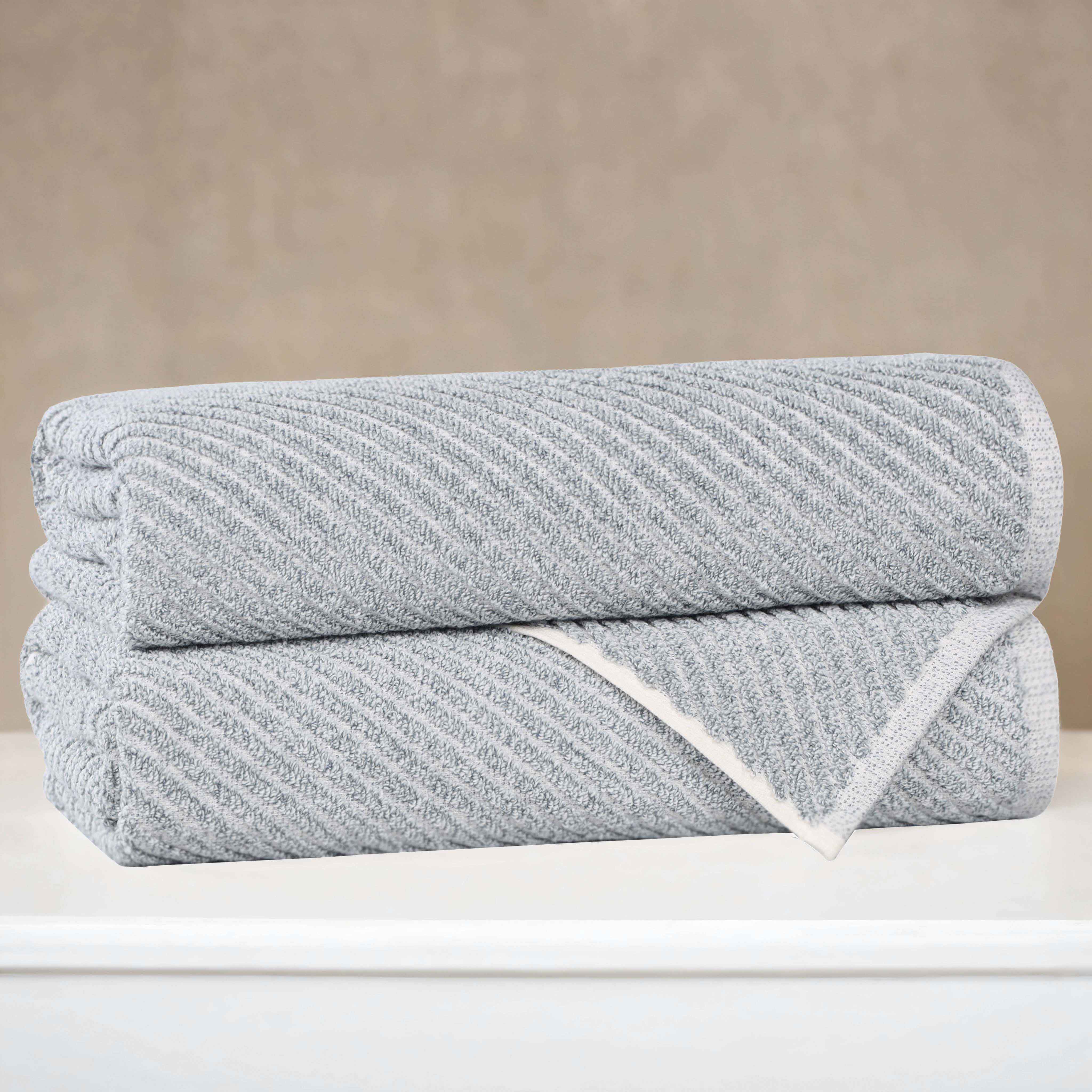 Cotton Blend Diagonal Rib Bath Towel Set of 2 - Bath Towel by Superior Brand