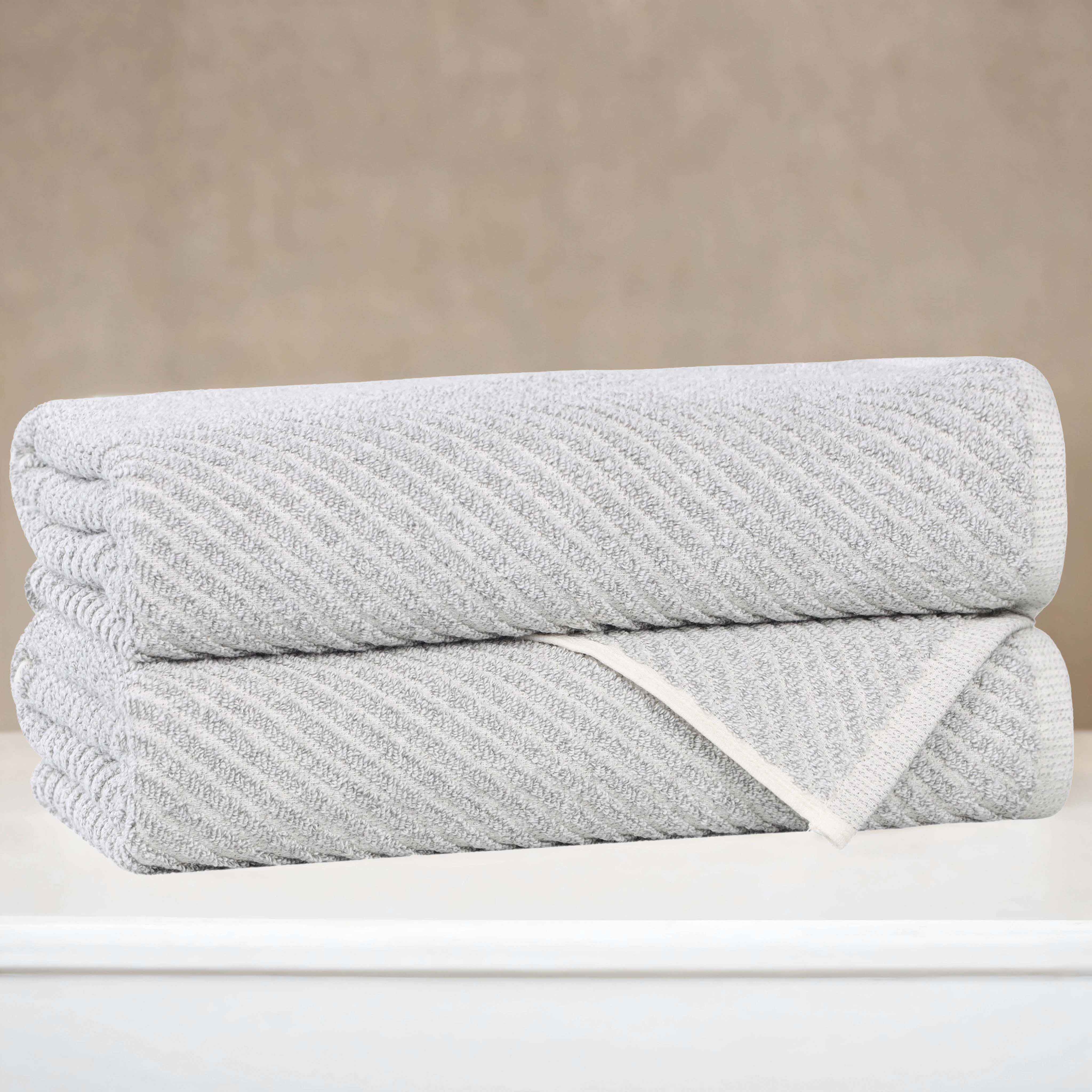 Cotton Blend Diagonal Rib Bath Towel Set of 2 - Bath Towel by Superior Brand