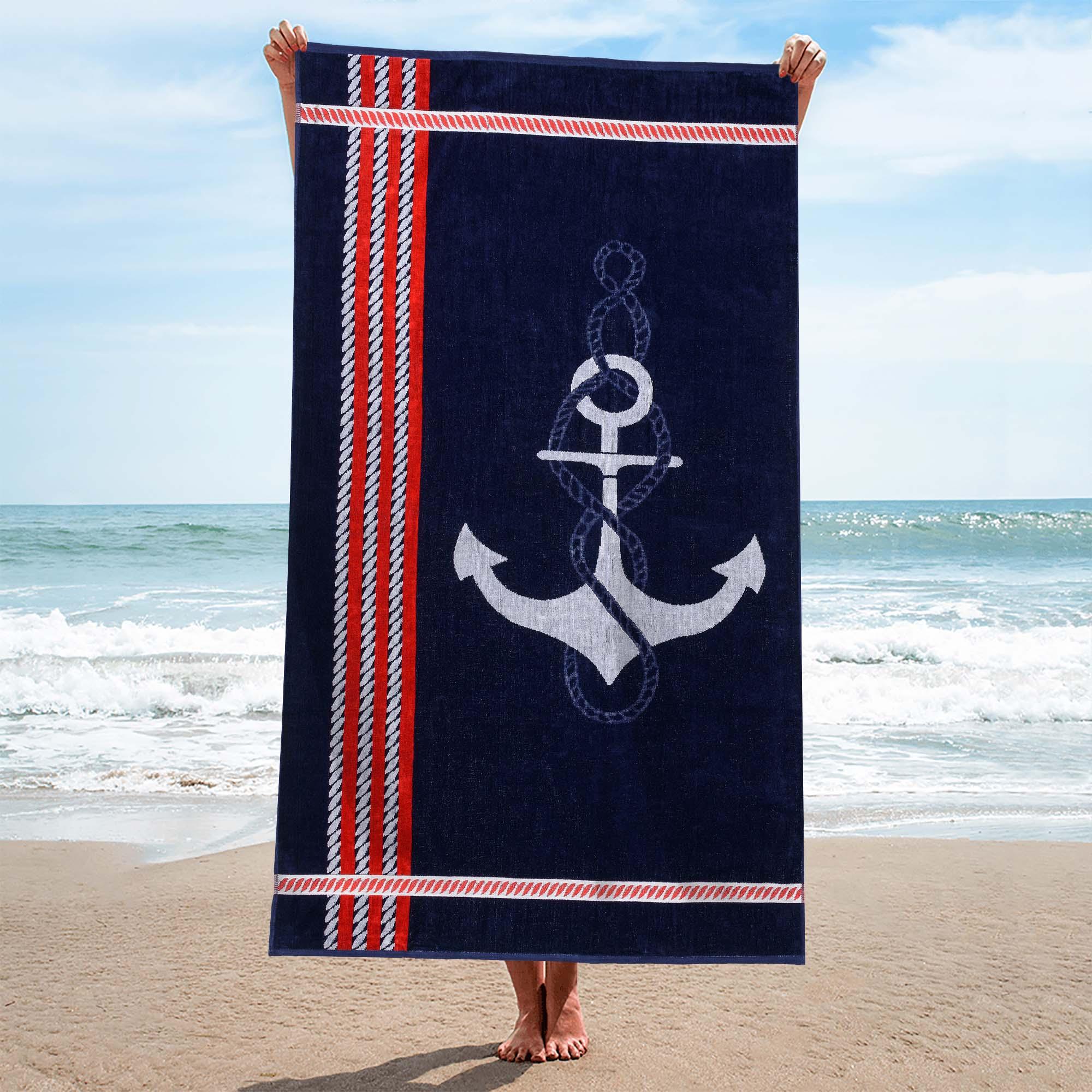 Anchor Cotton Oversized 2 Piece Beach Towel Set - Beach Towel by Superior