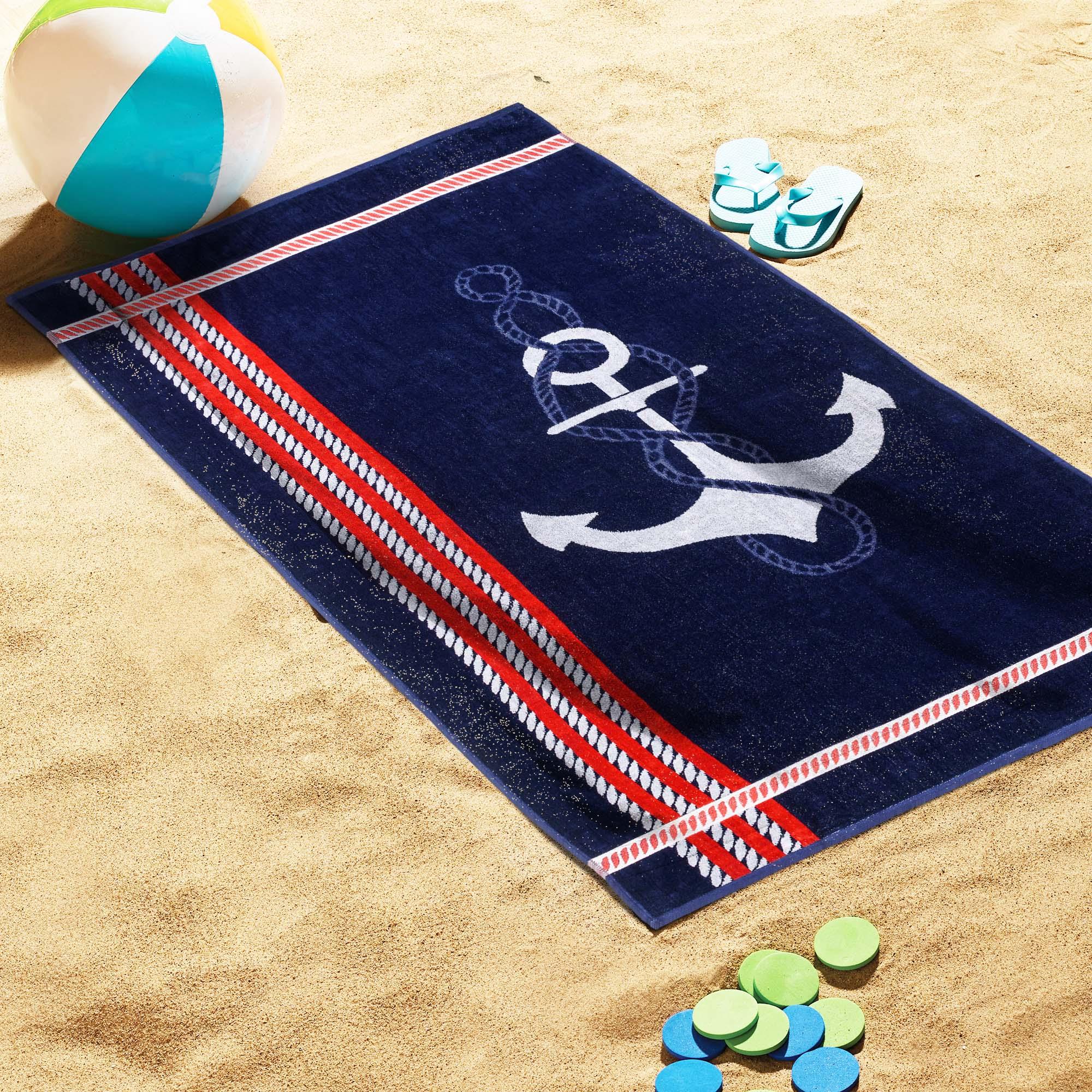 Anchor Cotton Oversized 2 Piece Beach Towel Set - Beach Towel by Superior