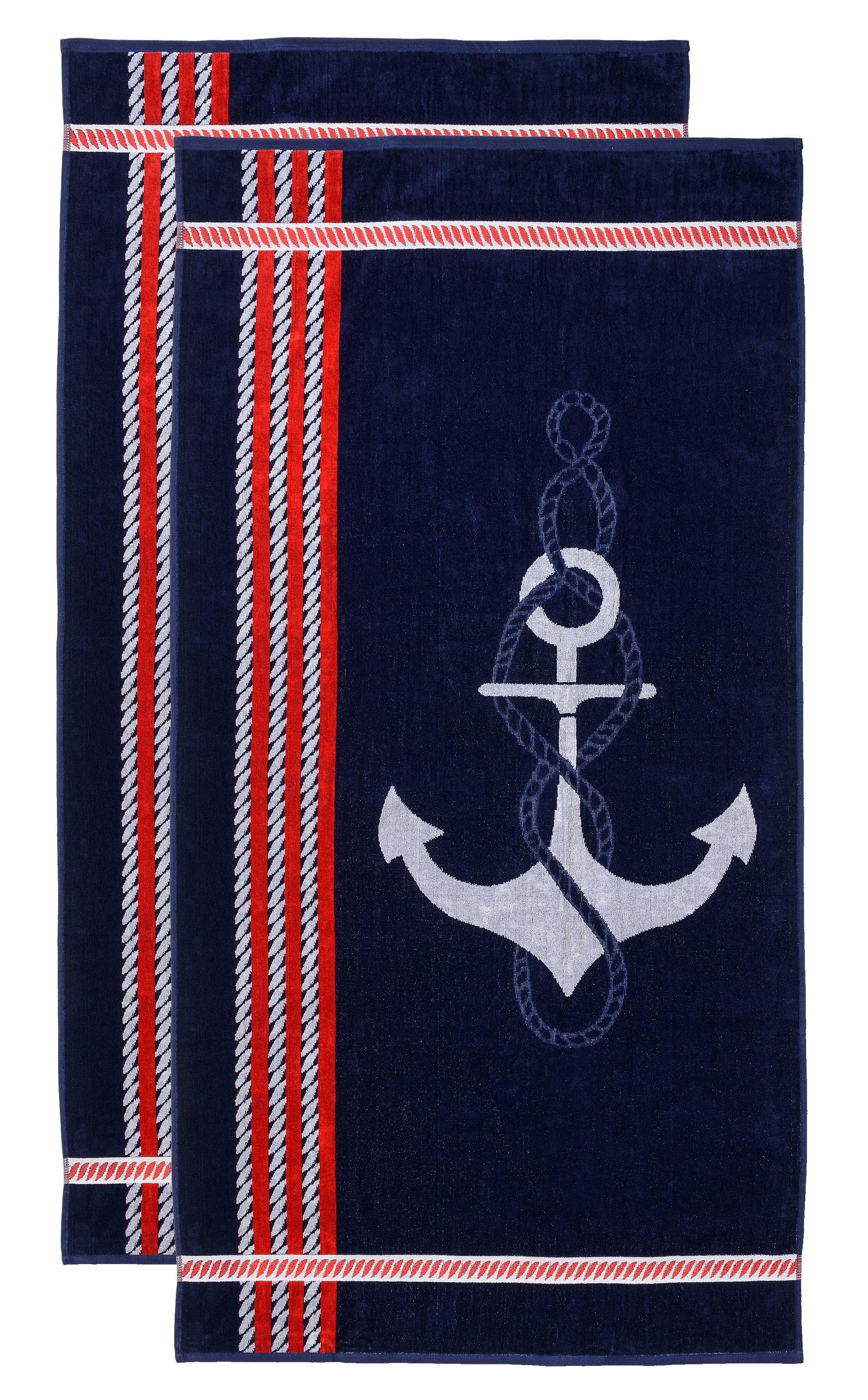Anchor Cotton Oversized 2 Piece Beach Towel Set - Beach Towel by Superior
