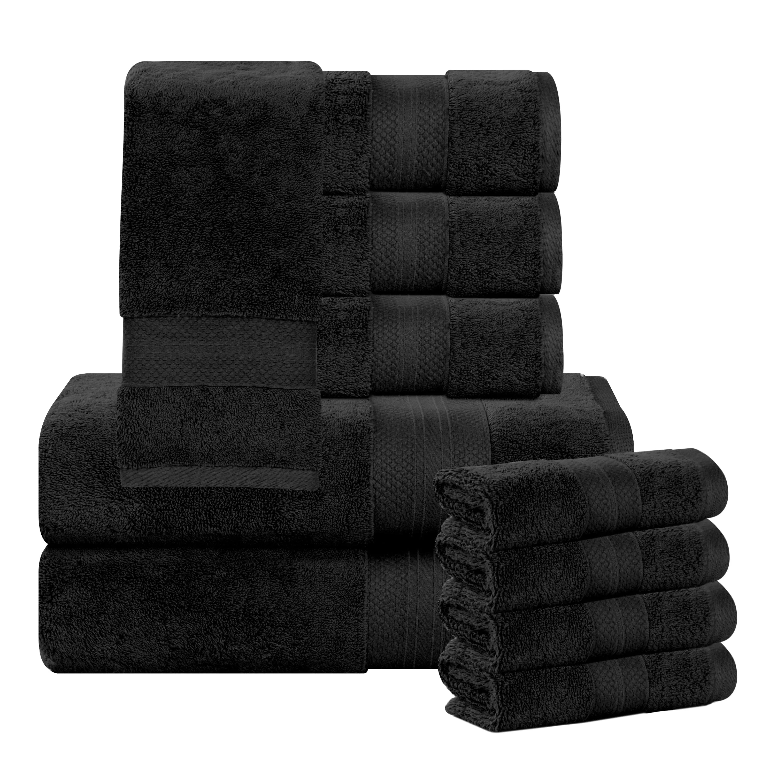 Aria Turkish Cotton Heavyweight Absorbent Solid 10 Piece Plush Towel Set - Towel Set by Superior Brand