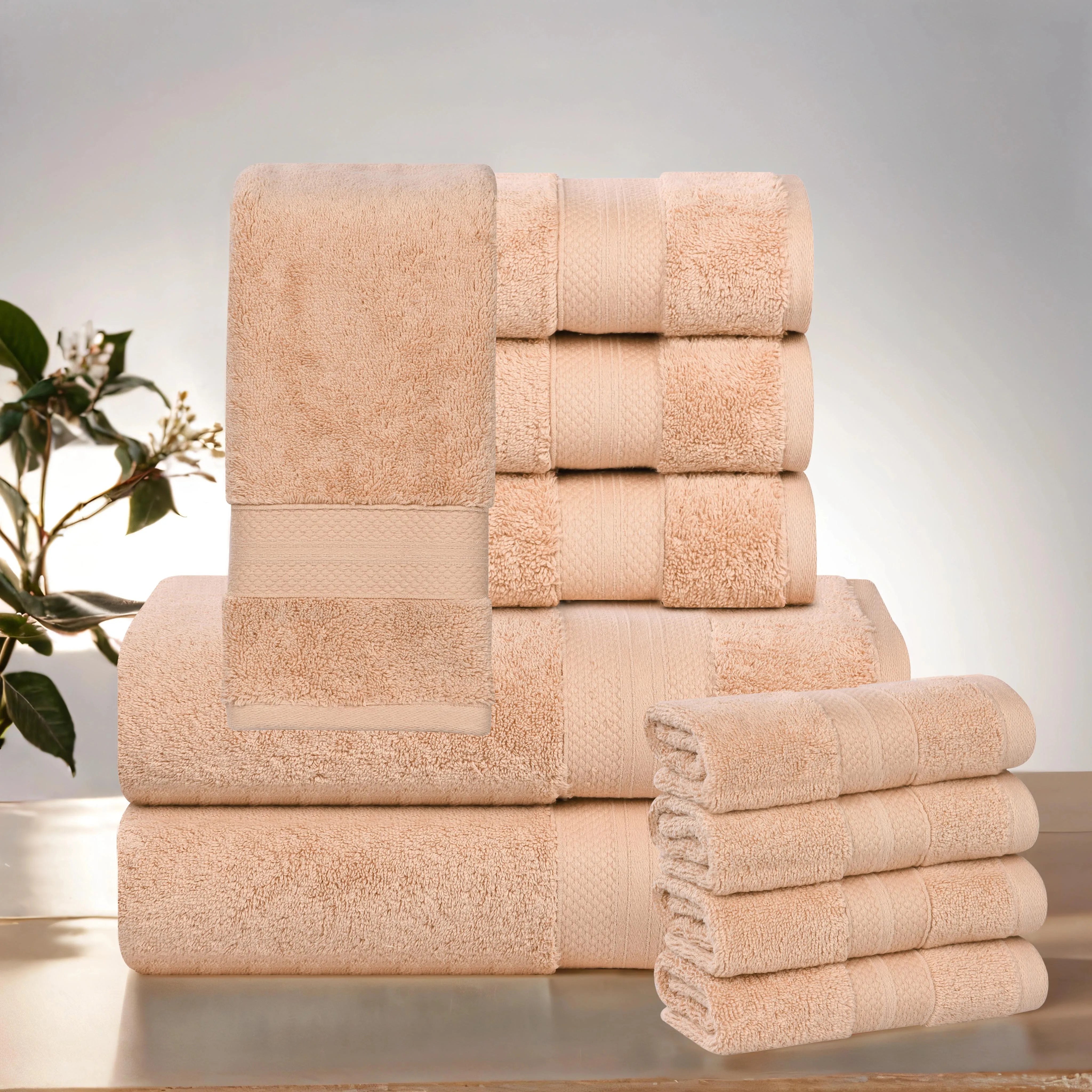 Aria Turkish Cotton Heavyweight Absorbent Solid 10 Piece Plush Towel Set - Towel Set by Superior Brand