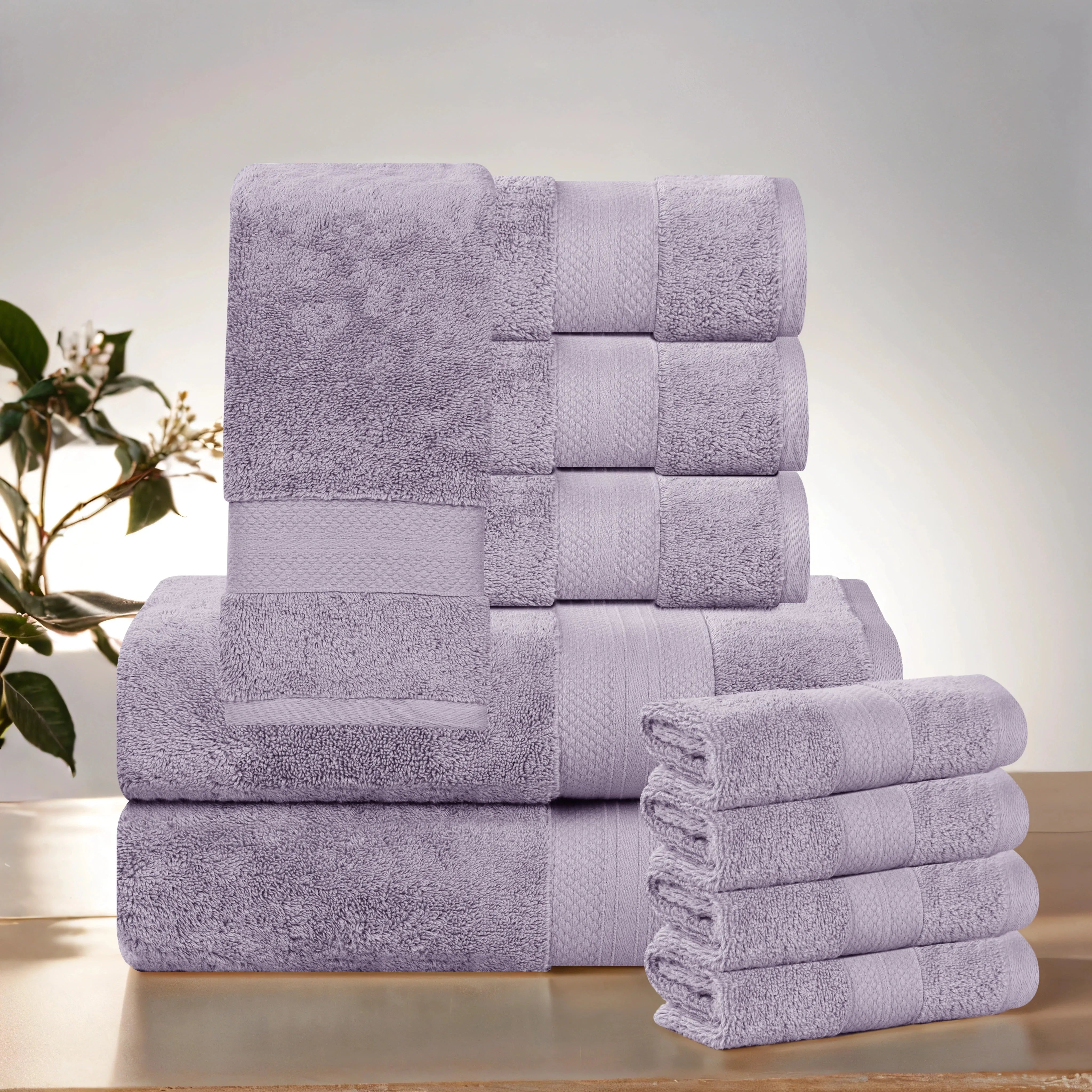 Aria Turkish Cotton Heavyweight Absorbent Solid 10 Piece Plush Towel Set - Towel Set by Superior Brand
